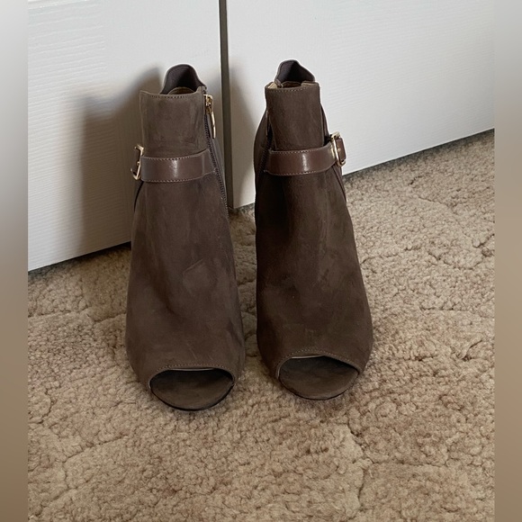 Marc Fisher Grey Suede Peep Toe Bootie - Picture 2 of 9